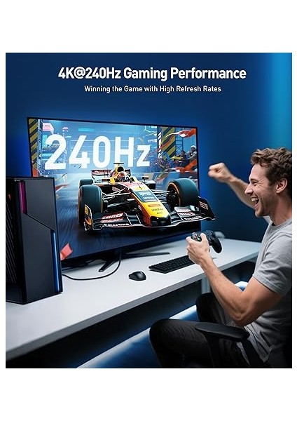 Matters [vesa Sertifikalı] 40 Gbps Displayport 2.1 Kablo 2 M/6,6 Ft, DP40 Kablo 8k 120hz, 4K 240hz Siyah Freesync, G-Sync ve Hdr, Oyun Monitörü, Pc, Rtx 4080/4090, Rx 7900 Için modelleri