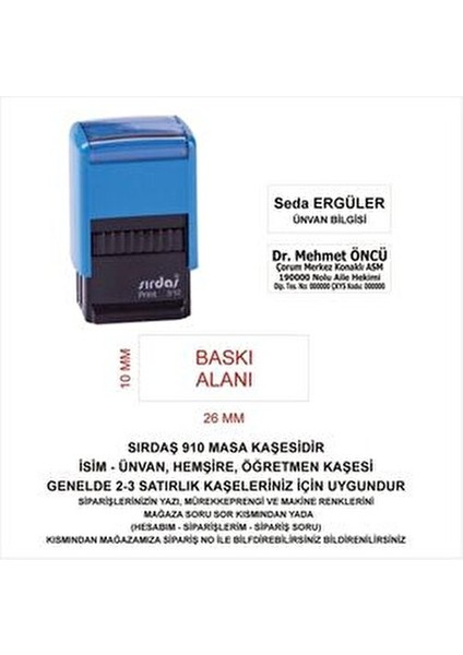 910 Isim Ünvan Kaşesi - Mavi Makina