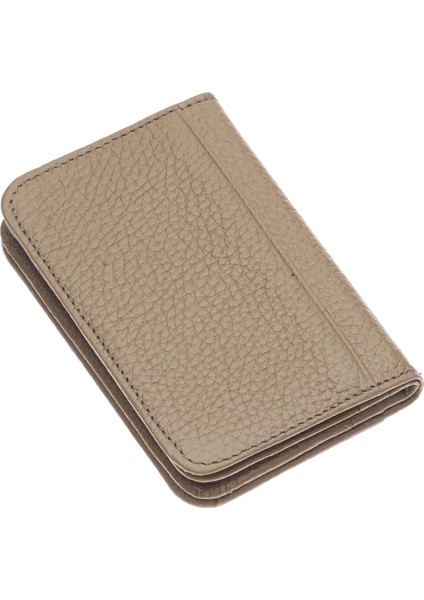 Hakiki Deri Bol Kart Bölmeli Unisex Kartlık - Vizon