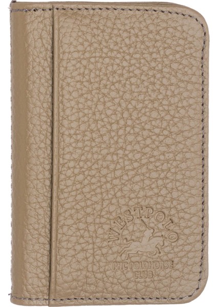 Hakiki Deri Bol Kart Bölmeli Unisex Kartlık - Vizon