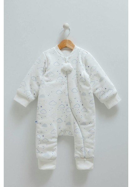 Incibaby % 100 Pamuk 1.6 Tog Içi Dolgulu Bulut Detaylı Erkek Bebek Tulum