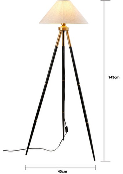 Cosby Siyah-Eskitme Kaplamalı Tripod Metal 3 Ayaklı Lambader