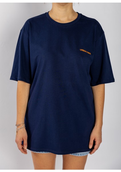 Unisex Oversize Japanese Culture Sırt Baskılı Lacivert Tişört fiyatları