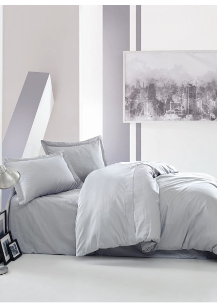 Elegant Saten Çift Kişilik Nevresim Takımı Gri
