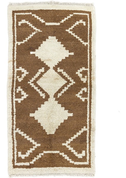 Defne El Dokuma Ilkel Desenli Vintage Yün Halı 81X157 cm