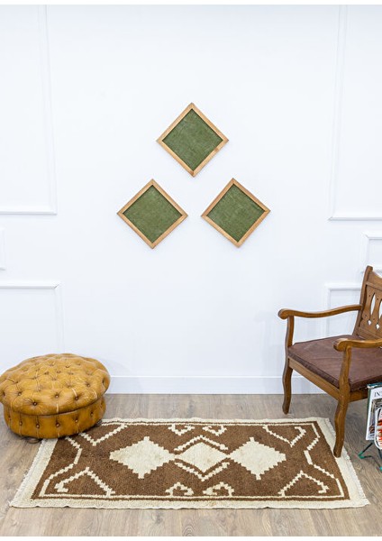 Defne El Dokuma Ilkel Desenli Vintage Yün Halı 81X157 cm