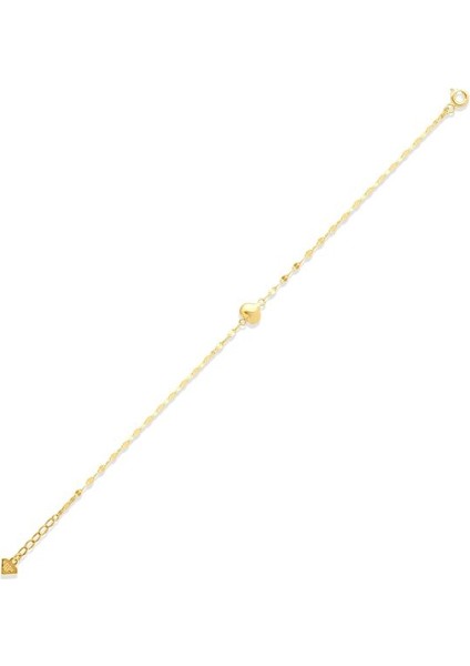 Lovely Altın Kalpli Işıltılı Zincir Bileklik