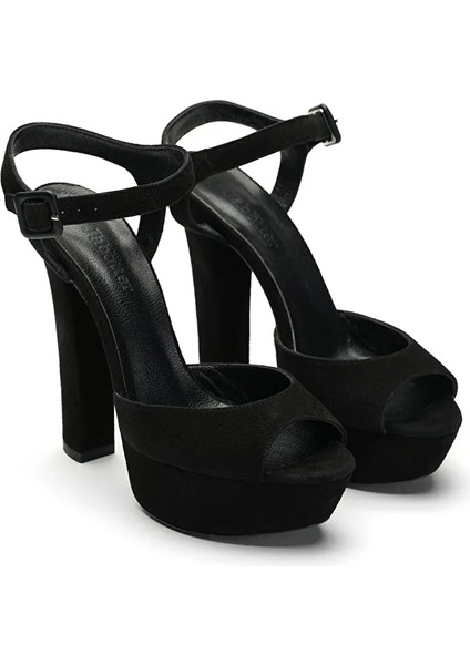 Siyah Kadın Süet Platform Topuklu Ayakkabı JAB2463 / 517K fırsatları