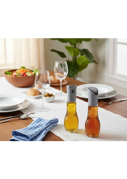 2’li Yerli Cam Sprey Yağlık - Yağdanlık Seti – Zeytinyağı, Ayçiçek Yağı ve Sirke indirimleri