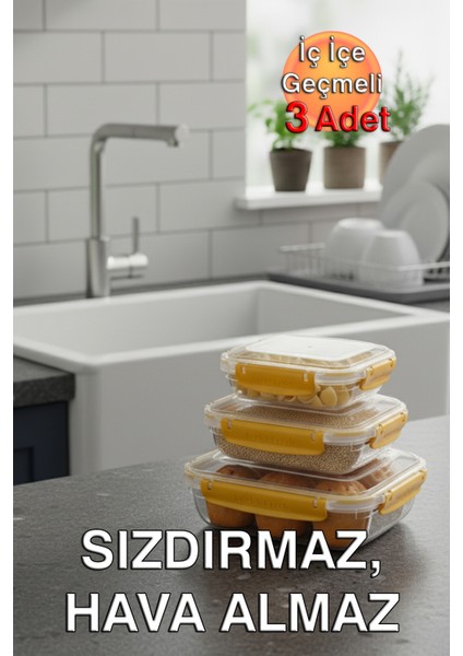 Lock&fresh Master Dikdörtgen Saklama Kabı (565,975,1675 Ml) (Üçlü Set) fiyatları