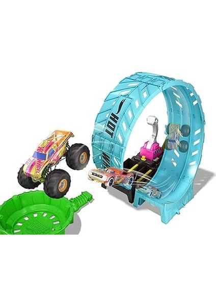 Wheels Monster Trucks Karanlıkta Parlayan Çemberde Yarış Seti, 4 Yaş ve Üzeri, HBN02 modelleri