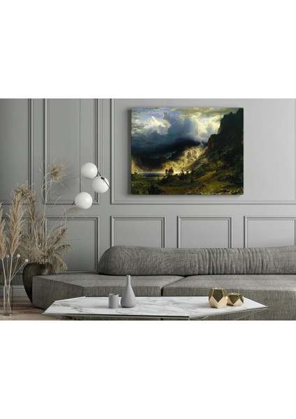 Albert Bierstadt- A Storm In The Rocky Mountains, Mt. Rosalie - Ahşap Mdf Tablo
