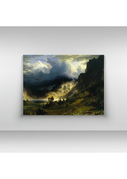 Albert Bierstadt- A Storm In The Rocky Mountains, Mt. Rosalie - Ahşap Mdf Tablo fırsatları