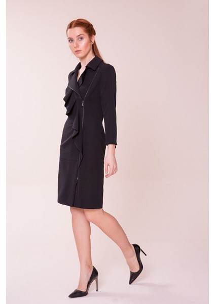 Fırfır Detaylı Siyah Elbise fiyatları