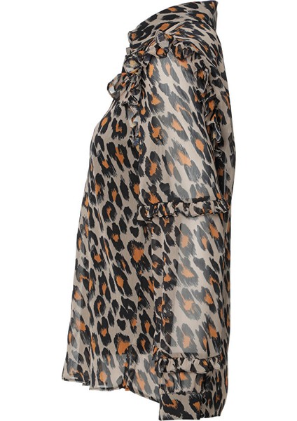 Fırfırlı Kahverengi Şifon Bluz fiyatları