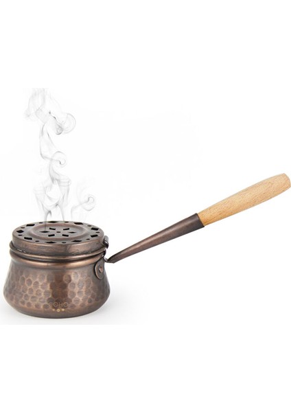 Coho Antique Dövme Bakır Tütsü Gezdirme Çanağı