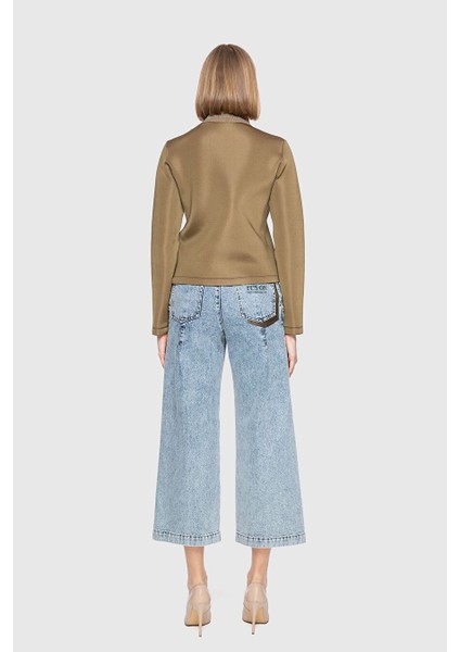 Yakası Triko Cep Kapakları Yağmurluk Yeşil Garnili Sweatshirt modelleri