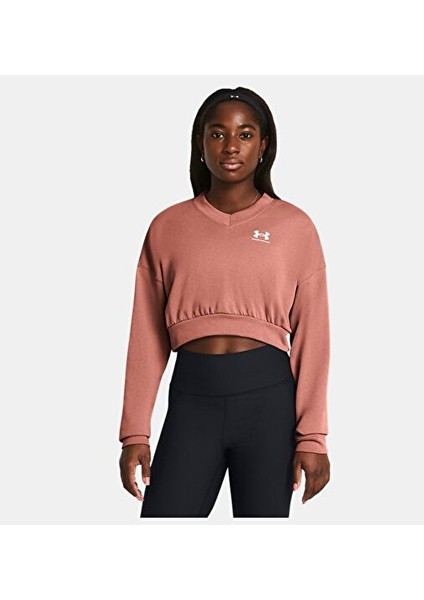 Kadın Ua Rival Terry Oversized Crop Crew Sweatshirt 1382738-696
