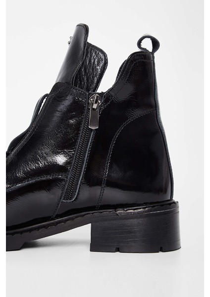 Kadın Hakiki Deri Siyah Rugan Casual Bot fırsatları