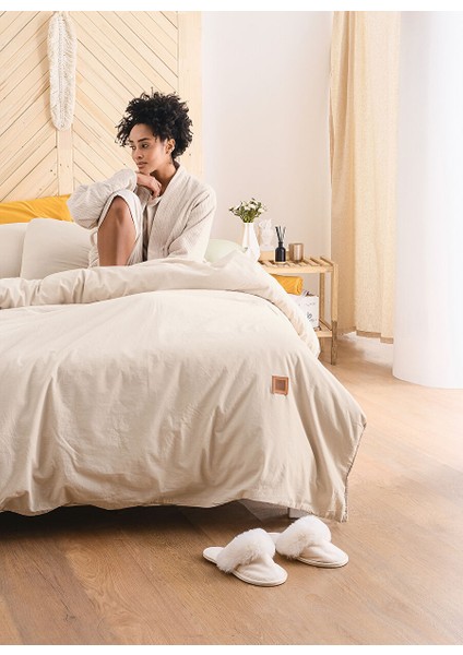 Cotton Mania Mono Taş Rengi Çift Kişilik Nevresim Takımı