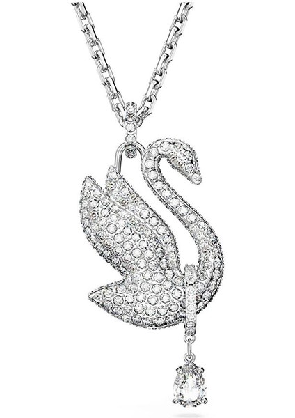 5647546 Swarovski Kolye Iconic Swan:pend Long Pendant Whi/rhs