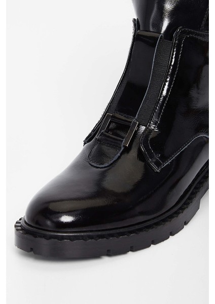 Kadın Hakiki Deri Siyah Rugan Casual Bot modelleri