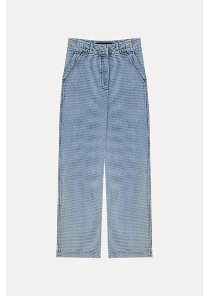 Celeste Mavi Dokulu Bol Paça Denim modelleri