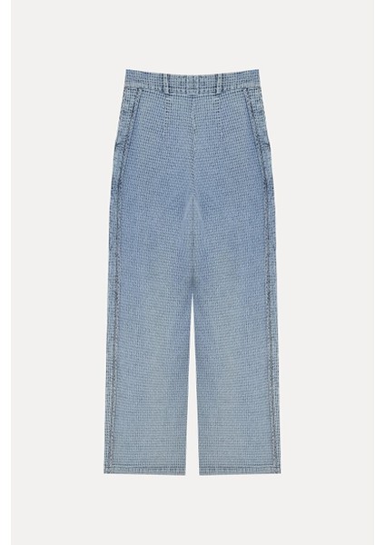 Celeste Mavi Dokulu Bol Paça Denim fırsatları