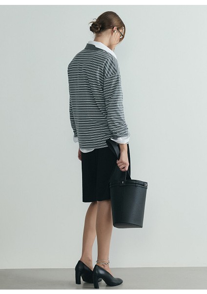 Gri Kadın Slim Fit Çizgili T-Shirt 418136682 R025 fırsatları