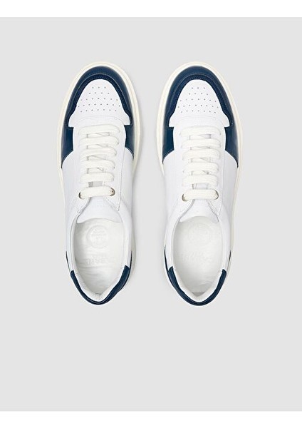 Beyaz-Mavi Erkek Deri Sneaker 125038M fırsatları
