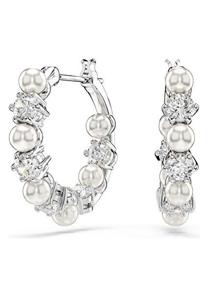 5709256 Swarovski Küpe Matrıx:pe Pearl Hoops Whıte/rhs