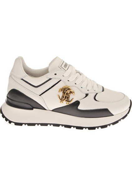 Beyaz-Siyah Kadın Deri Sneaker 20623A