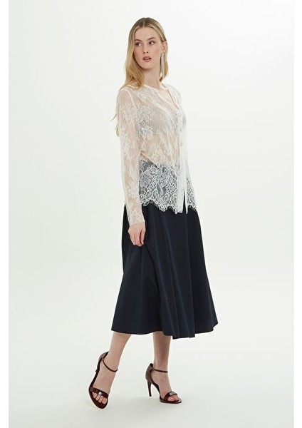 Asimetrik Transparan Ekru Bluz fiyatları