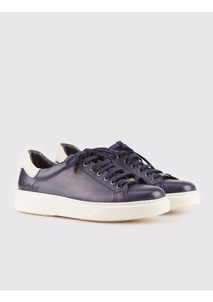 Lacivert-Beyaz Erkek Deri Sneaker 14584 fiyatları