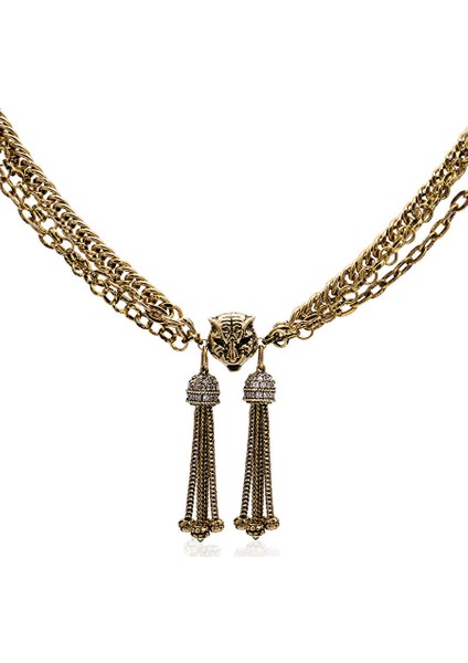 Kaplan Altın Kaplama Choker Kolye