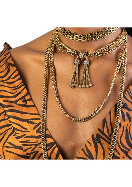 Kaplan Altın Kaplama Choker Kolye modelleri