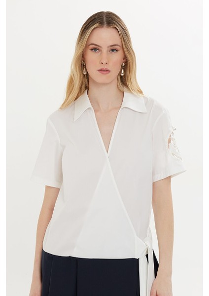 Kolu Nakışlı Kısa Beyaz Elbise modelleri