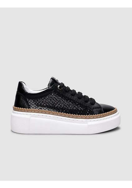 Siyah Kadın Deri Sneaker 124756