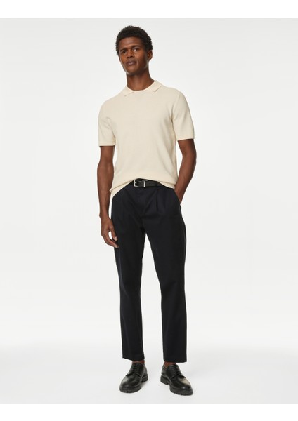 Kısa Kollu Örme Polo Yaka T-Shirt