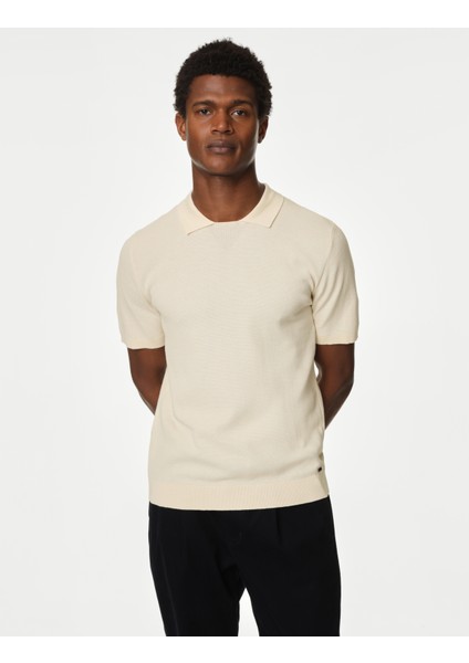 Kısa Kollu Örme Polo Yaka T-Shirt