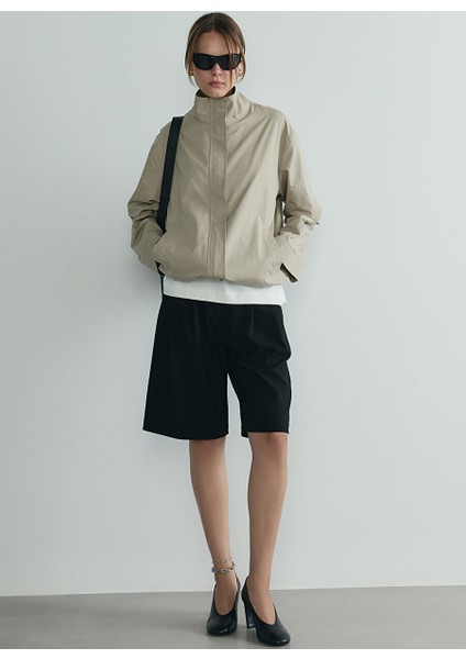 Siyah Kadın Geniş Fit Şort 418136768 R005