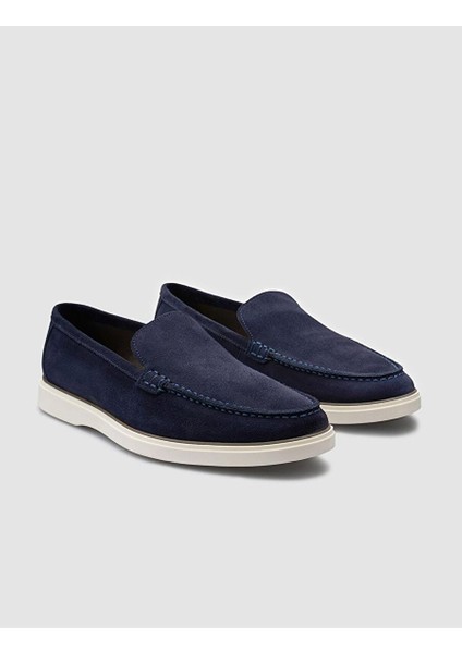 %100 Hakiki Deri Lacivert Süet Erkek Loafer fiyatları