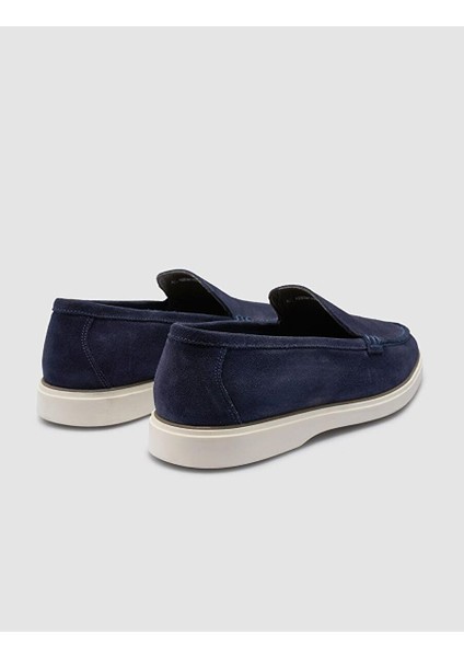 %100 Hakiki Deri Lacivert Süet Erkek Loafer modelleri
