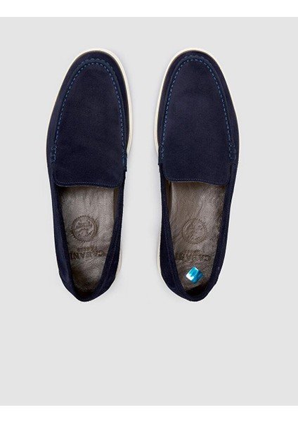%100 Hakiki Deri Lacivert Süet Erkek Loafer fırsatları