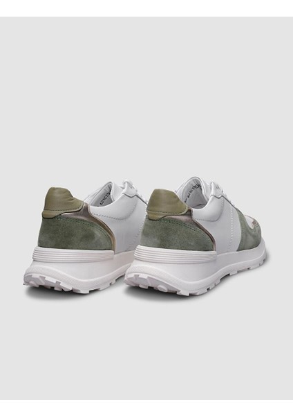 Beyaz-Yeşil Kadın Deri Sneaker 124656R modelleri