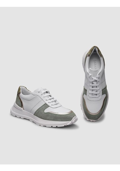 Beyaz-Yeşil Kadın Deri Sneaker 124656R fırsatları
