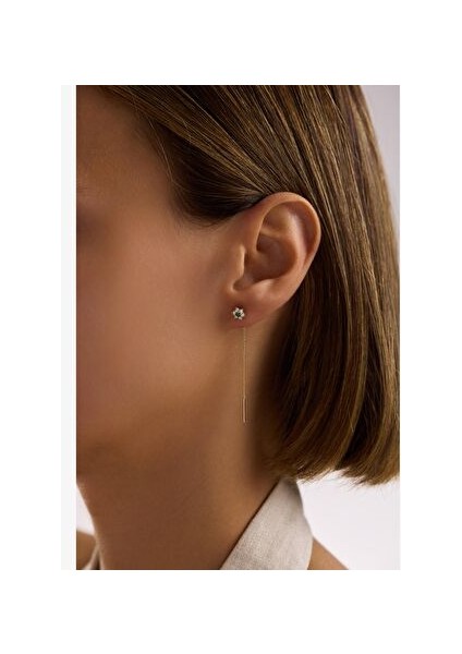 Yeşil Taşlı Çiçek Sallantılı Küpe modelleri