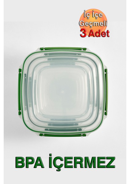 Lock&fresh Master Kare Saklama Kabı (350,600,1025 Ml) (Üçlü Set) modelleri