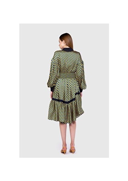 Geometrik Desen Triko Detaylı Midi Boy Elbise modelleri