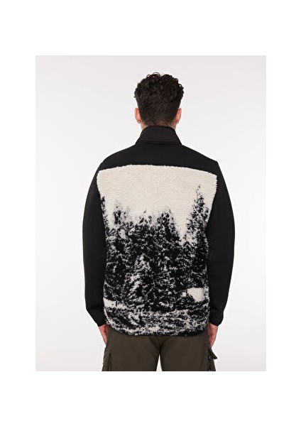 Siyah Erkek Dik Yaka Relaxed Fit Sweatmont D3WM-SWT7